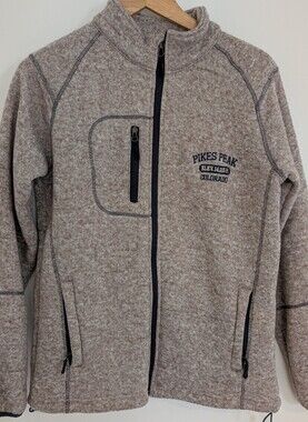 Pikes Peak Colorado Tan Zip-Up Sweater Size Small